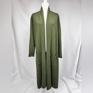 Max Sport Long Open Front Cardigan Sweater Heather Moss Green Size M